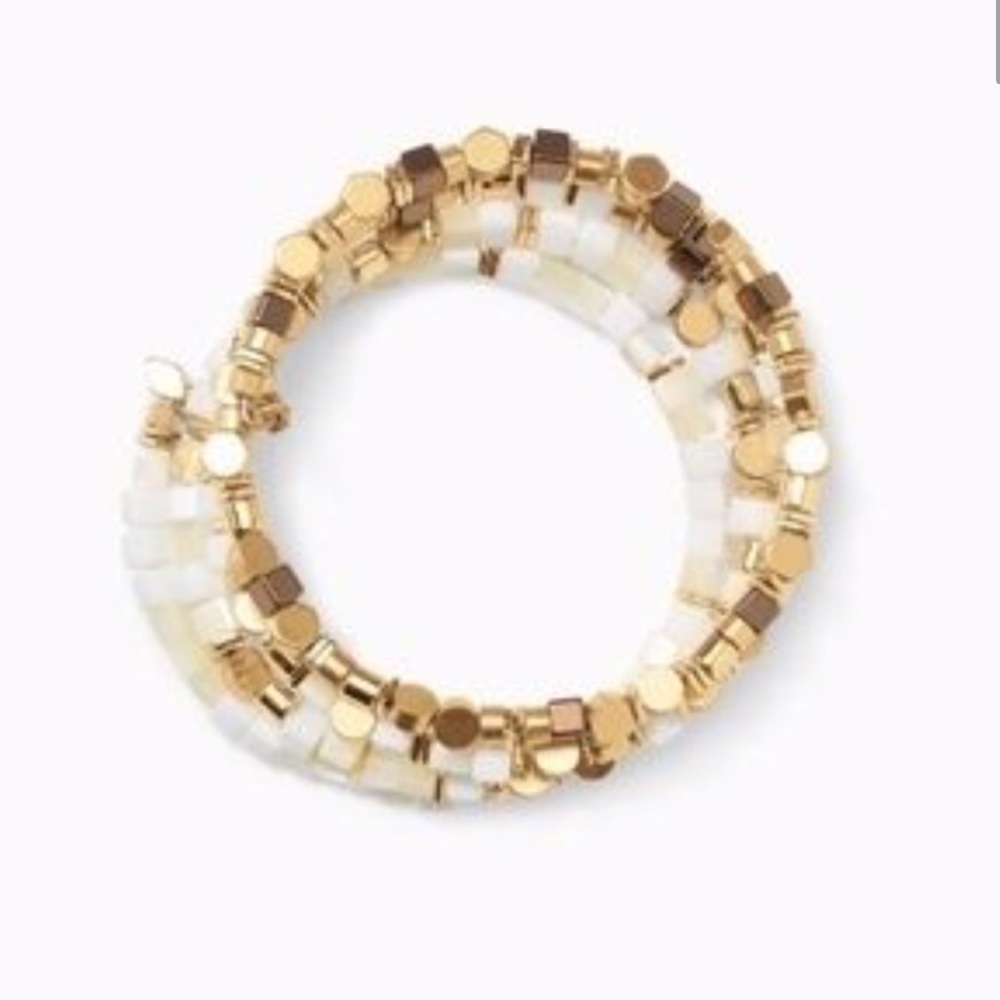 Stella & Dot | Layered Pearl + Gold Beaded Dainty Gold Boho Gia Coil Bra… - Picture 4 of 8
